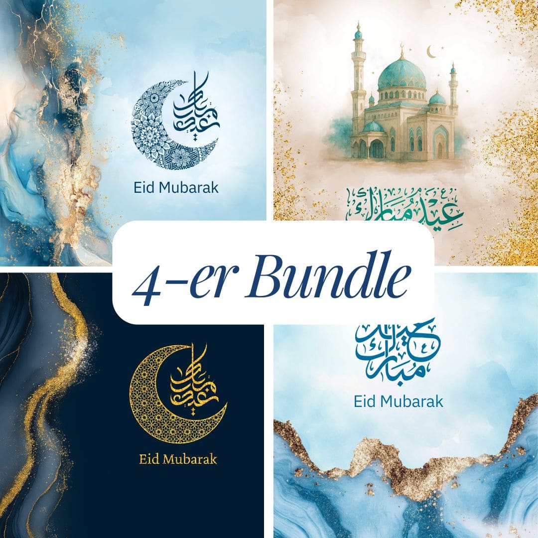 4er Set Ramadan Grußkarten auf Türkisch oder Arabisch mit verschiedenen Designs