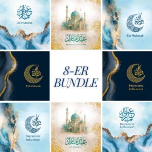 8er Grußkarten Set auf Arabisch und Türkisch mit verschiedenem Design