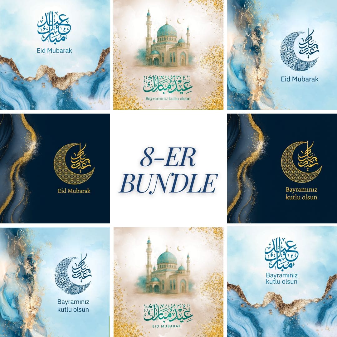 8er Grußkarten Set auf Arabisch und Türkisch mit verschiedenem Design