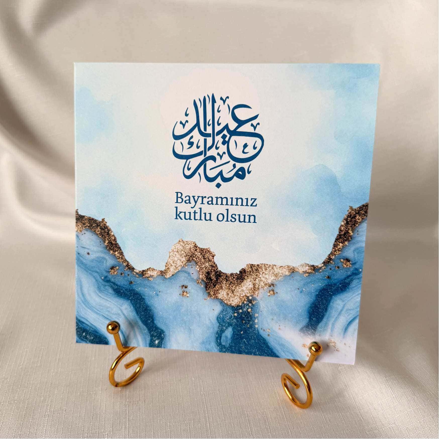 Hellblaue Grußkarten mit horizontalem Design in Türkisch